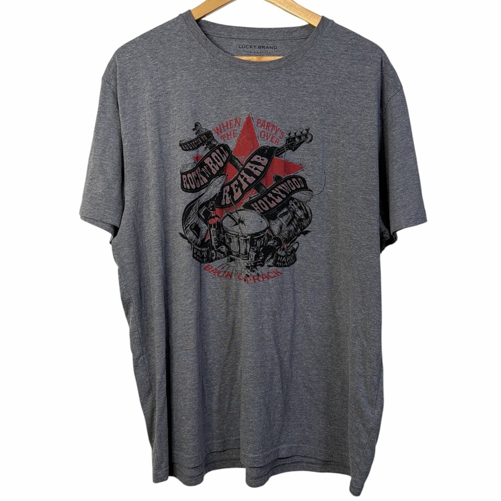 Lucky Brand Rock Rehab Hollywood Graphic T Shirt Grey XXL